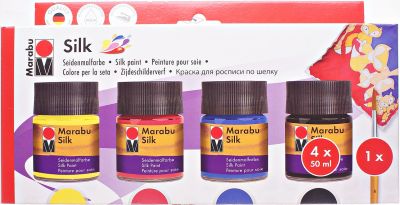 Marabu Silk zestaw 4 farby plus pedzelek